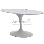 MESA SAARINEN TULIPA JANTAR OVAL (90X160x73cm) MRMORES E MADEIRA