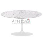 MESA SAARINEN TULIPA JANTAR OVAL (90X160x73cm) MRMORES E MADEIRA