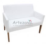 Poltrona 2 lugares Slimline em Linho com Capa de Sarja removvel e almofada decorativa